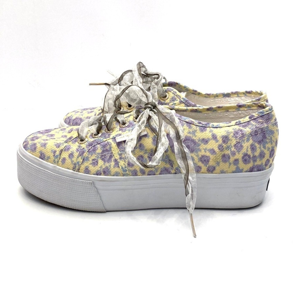 Superga x LoveShackFancy Platform Sneakers Purple Rain Womens 8‎ EU 39 Floral